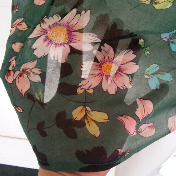 CABI Top, S, Green, Sleeveless, Sheer, Shadow Blue, Daisy Vine, 1 pc, Style 3619 - Picture 4 of 12